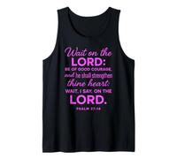Wait On The Lord Salmo 27:14 Verso de la Biblia Escritura Coraje Camiseta sin Mangas