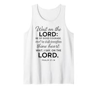 Wait On The Lord Salmo 27:14 Verso de la Biblia Escritura Coraje Camiseta sin Mangas