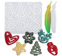 Waitamo 2Pcs Marcar Moldes Resina Epoxi, Navidad Clip Marcador Molde Silicona Resin Epoxi DIY Pluma Marcar Resina Moldes Para Manualidades con Epoxi Libros de Regalos DIY (Christmas Style)