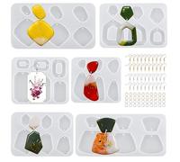 Waitamo Moldes Resina Epoxi, 6Pcs Pendientes Molde Silicona Resin Epoxi DIY Pendiente Colgante Resina Manualidades Moldes Para Joyas Pendientes Collares Colgantes (6 Pcs-Medium)