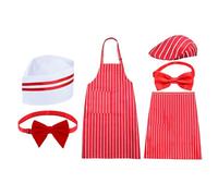 Waiter Costume Kit - 1950s Adjustable Red White Striped Uniform, Hot Dog Vendor Costume | Cosplay Outfit With Hat And Red Bow Ties For Celebration Theater Performance Role Play Party Birthday