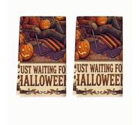 Waiting for Halloween Scarecrow Pumpkins 2 Pcs Kitchen Towels 16x24Inch
