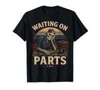 Waiting On Parts Divertido Esqueleto La Vida de un mecánico Camiseta
