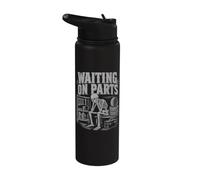 Waiting On Parts Divertido esqueleto La vida de un mecánico Stainless Steel Insulated Water Bottle