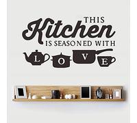 Wajade Vinilo decorativo para pared con texto en inglés «This Kitchen is Seasoned with Love»