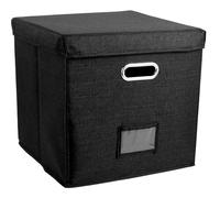 WAJJWI 13 Inch Foldable Organizer Large Capacity Vinyl Record Storage Box with Lid Cotton Linen Home Closet Multi-Functional para Discos(Black)