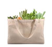 WAJJWI 2pcs Canvas Grocery Bag Large Capacity Shopping Washable Tote Camping Foods with 6 Inner Pockets Para Compras