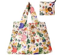WAJJWI 5 uds bolsas de comestibles reutilizables compras lavables plegables, mano grandes for, almacenamiento tela mercado Para Compras(Color3)