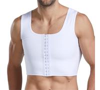 WAJJWI Chaleco de Pecho for Hombre, Vendaje for el Sudor, Ropa Interior Ajustada, corsé Moldeador, cinturón Soporte, compresión para La Práctica Deportiva(White,L)