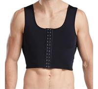 WAJJWI Chaleco de Pecho for Hombre, Vendaje for el Sudor, Ropa Interior Ajustada, corsé Moldeador, cinturón Soporte, compresión para La Práctica Deportiva(Black,L)