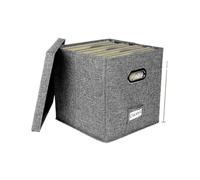 WAJJWI Sturdy Vinyl Record Storage Box 13inch/33cm Stackable LP Holder with Lid Album Organizer Linen Fabric Case Decorative Moving para Discos