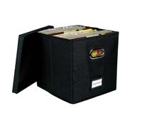 WAJJWI Vinyl Record Storage Box Album Organizer Crate LP Fabric Cabinet Case with Lid and Handle para Discos