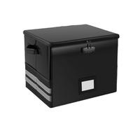 WAJJWI Vinyl Record Storage Box Fireproof Waterproof Organizer with Lock LP Album Crate Hold up to 150+ Singles for Home para Discos