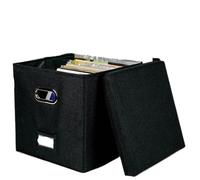 WAJJWI Vinyl Record Storage Box For Up To 50+ 12-Inch Albums, Records Crate, LP Album, Fabric Boxes with Lids para Discos