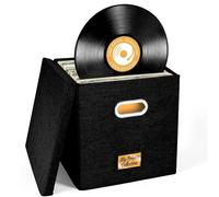 WAJJWI Vinyl Record Storage Box with Lid and Handle LP Albums Organizer Case For 12 Inch Album para Discos
