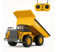Waka Tienda Camión volquete Control Remoto 9 Canales. Vehículos de contrucción Dump Truck RC 2.4GHz, Escala 1:24, Luces y Sonido, Camión Juguete para niños más de 6 años. Regalo de Cumpleaños Navidad