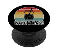 Wake and Bake - Divertido diseño de panadería Retro para Hornear Masa Madre PopSockets PopGrip Adhesivo