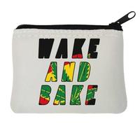 Wake and Bake - Monedero de neopreno con eslogan de fumador, 10 x 11 cm, color blanco, White, Talla única