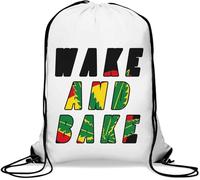 Wake and Bake Smoker - Saco de gimnasio con eslogan informal con cordón, color blanco, White, Talla única