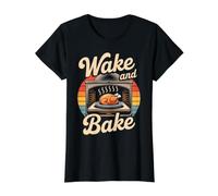 Wake Bake Divertido Día de Acción de Gracias Pavo Festín de Comida Cena Chef Camiseta gráfica económica, Mujer, Negro, XL