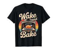 Wake Bake Divertido Día de Acción de Gracias Pavo Festín de Comida Cena Chef Camiseta gráfica económica, Hombre, Negro, M