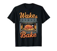 Wake Bake Pavo Festín Comida Cena Chef Divertido Acción de Gracias Camiseta
