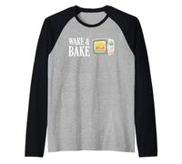 Wake Bake Turkey Chef Divertido Día de Acción de Gracias Festín Cena Camiseta Manga Raglan