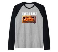Wake Bake Turkey Chef Divertido Día de Acción de Gracias Festín Cena Camiseta Manga Raglan