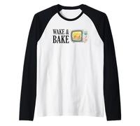 Wake Bake Turkey Chef Divertido Día de Acción de Gracias Festín Cena Camiseta Manga Raglan