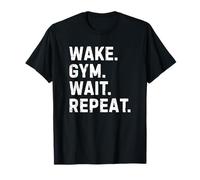 Wake Gym Wait Repeat Volleyball Dad Mom Brother Sister Funny Camiseta