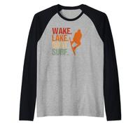 Wake Lake Boat Surf Wakesurfer Wakeboard Wakesurfer Camiseta Manga Raglan