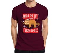 Wake Me Up When It's Christmas Faultier - Camiseta de Navidad para hombre, granate, L