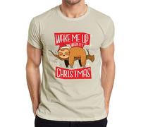 Wake Me Up When It's Christmas Faultier - Camiseta de Navidad para hombre, naturaleza, XL