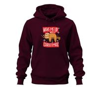 Wake Me Up When It's Christmas Faultier - Sudadera con capucha unisex de Navidad, granate, L