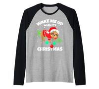 Wake Me Up When It's Christmas Funny Xmas Sloth Graphic Camiseta Manga Raglan