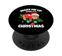 Wake Me Up When It's Christmas Funny Xmas Sloth Graphic PopSockets PopGrip Adhesivo