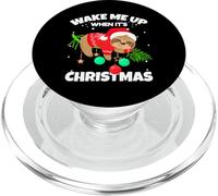 Wake Me Up When It's Christmas Funny Xmas Sloth Graphic PopSockets PopGrip para MagSafe