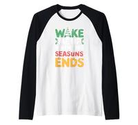 Wake Me Up When Seasons End Holiday Humor Navidad Camiseta Manga Raglan