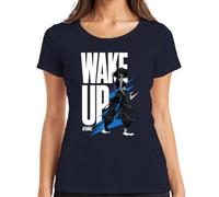 Wake Up Anime Girl Techwear Otaku Japan Y2K - Camiseta para mujer, azul marino, L