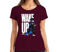 Wake Up Anime Girl Techwear Otaku Japan Y2K - Camiseta para mujer, granate, XXL