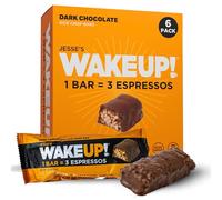 Wake UP! Barras de proteínas (1 barra = 3 espressos) veganas, sin gluten, barra energética de chocolate amargo de 250 mg de cafeína a base de plantas, Kosher, sin OMG, sin lácteos, huevo y soja