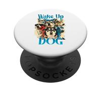 Wake Up Dog Lover Canine Collage Pop Art Gráfico PopSockets PopGrip Adhesivo