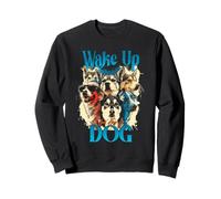 Wake Up Dog Lover Canine Collage Pop Art Gráfico Sudadera