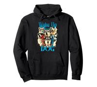 Wake Up Dog Lover Canine Collage Pop Art Gráfico Sudadera con Capucha