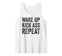 Wake Up Kick Ass Repeat Shirt Women Wake Up Kick Ass for Men Camiseta sin Mangas