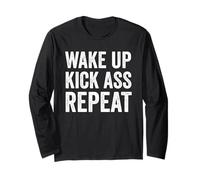 Wake Up Kick Ass Repeat Shirt Women Wake Up Kick Ass for Men Manga Larga