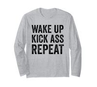 Wake Up Kick Ass Repeat Shirt Women Wake Up Kick Ass for Men Manga Larga
