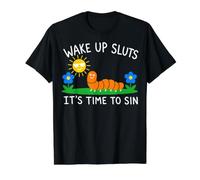 Wake Up Sluts It's Time to Sin, Funny Animal Meme Camiseta gráfica económica, Hombre, Negro, S