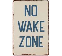 Wake Zone Sign Retro Vintage Aluminum for Wall Decor at the Marina Lake Cottage or Dock 8 X 12 in