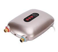 Wakects Calentador de Agua Calentador de Agua Eléctrico sin Tanque 6500 W con Pantalla LED de Temperatura ABS Latón Acero Inoxidable 95 a 131 °F para Cocina, Baño, Uso Doméstico (GOLD)